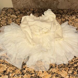Angels face Cream Tulle Dress with Bow